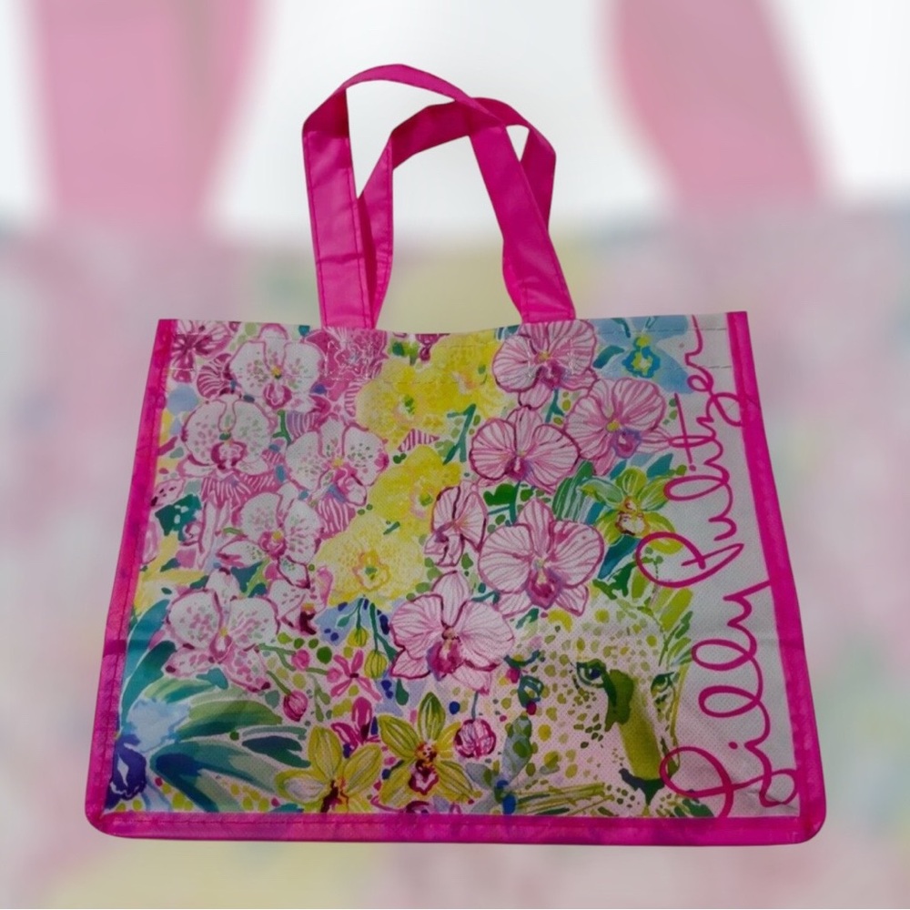 Lilly Pulitzer Florida Floral Small Travel Shopping 11x9 Reusable Tote B…